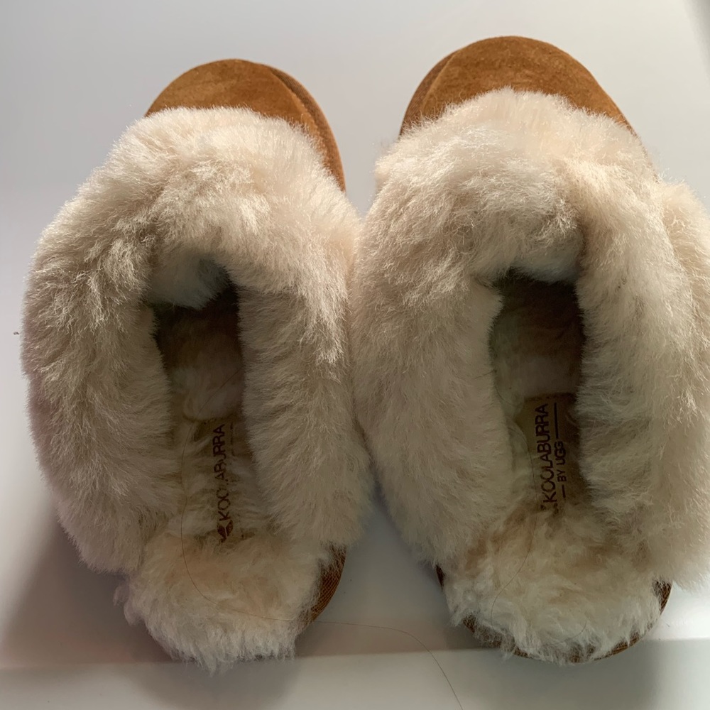 Uggh slippers sheepskin never worn. Box accidentally was thrown out.